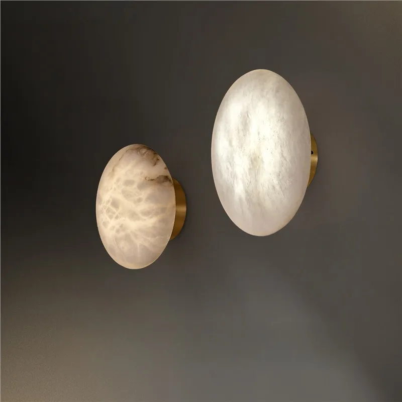 European Vintage Stone Copper Wall Light For Bedroom Hallway Living Room Remote Control Dimmable Three Color Temperature