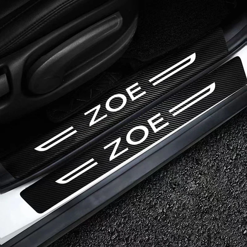 Car Door Threshold Anti Scratch Decals Film Doorsill Trim Stickers For Renault ZOE Logo Trunk Bumper Guard Strip Accessories