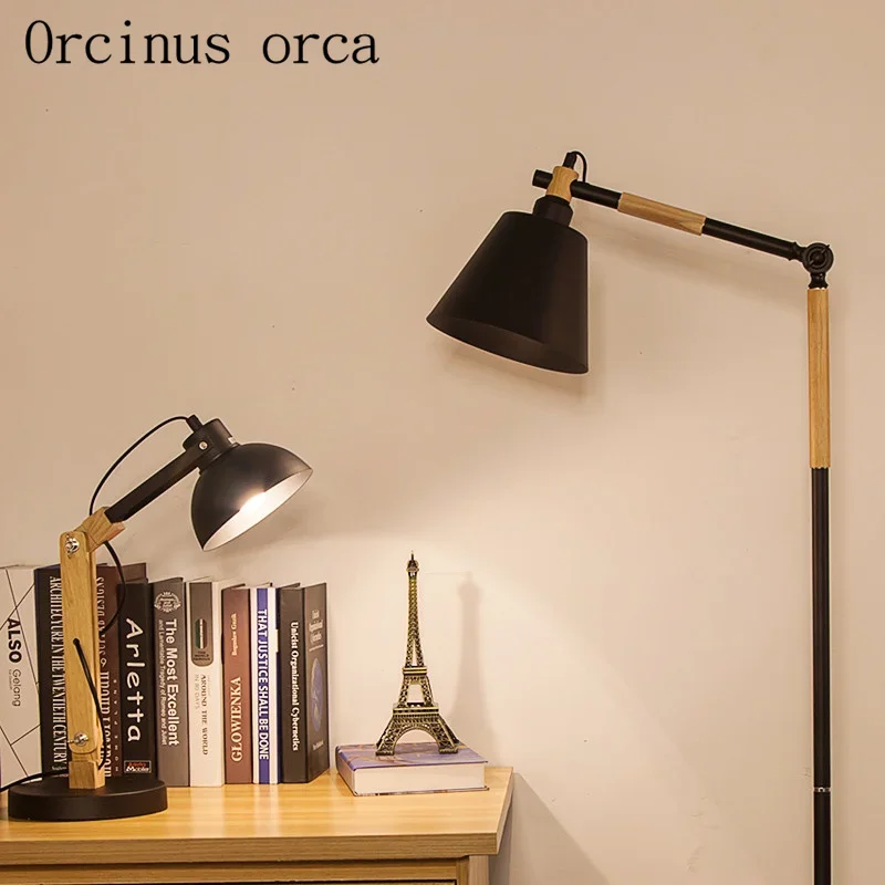 The study of solid wood floor lamp creative simple living room bedroom wooden floor lamp Nordic fashion personality image 2