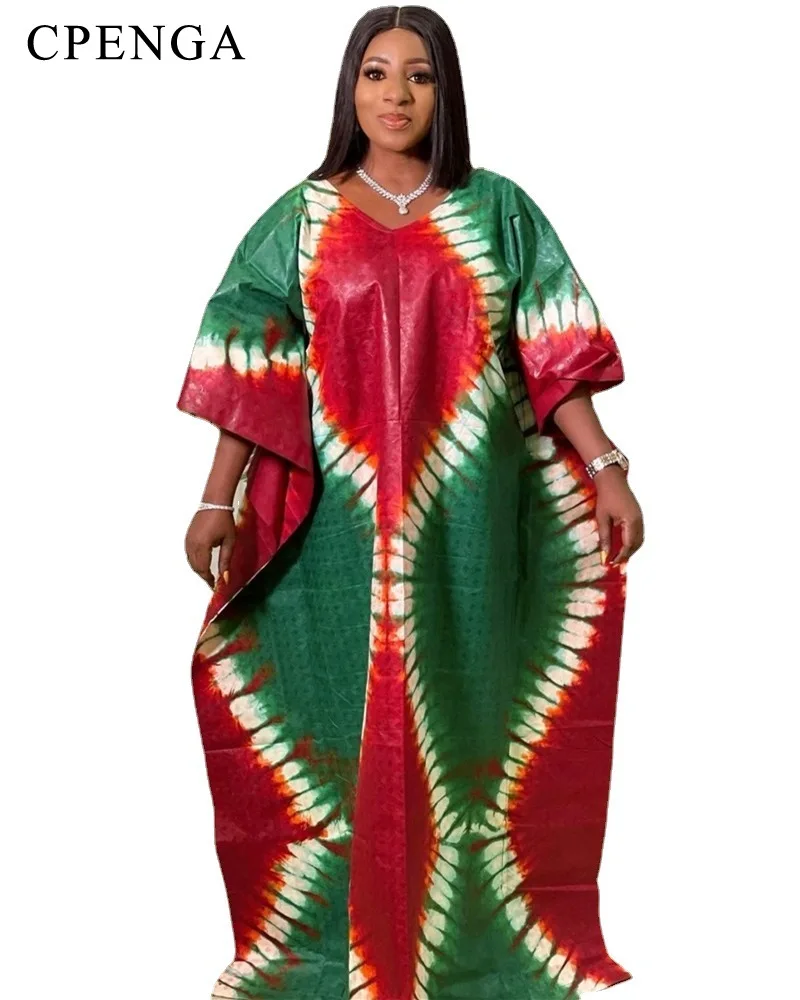 Plus Size Print African Boubou Dress for Women Elegant Lady Evening Party Gown Traditional Africa Dashiki Clothes Kaftan Robe