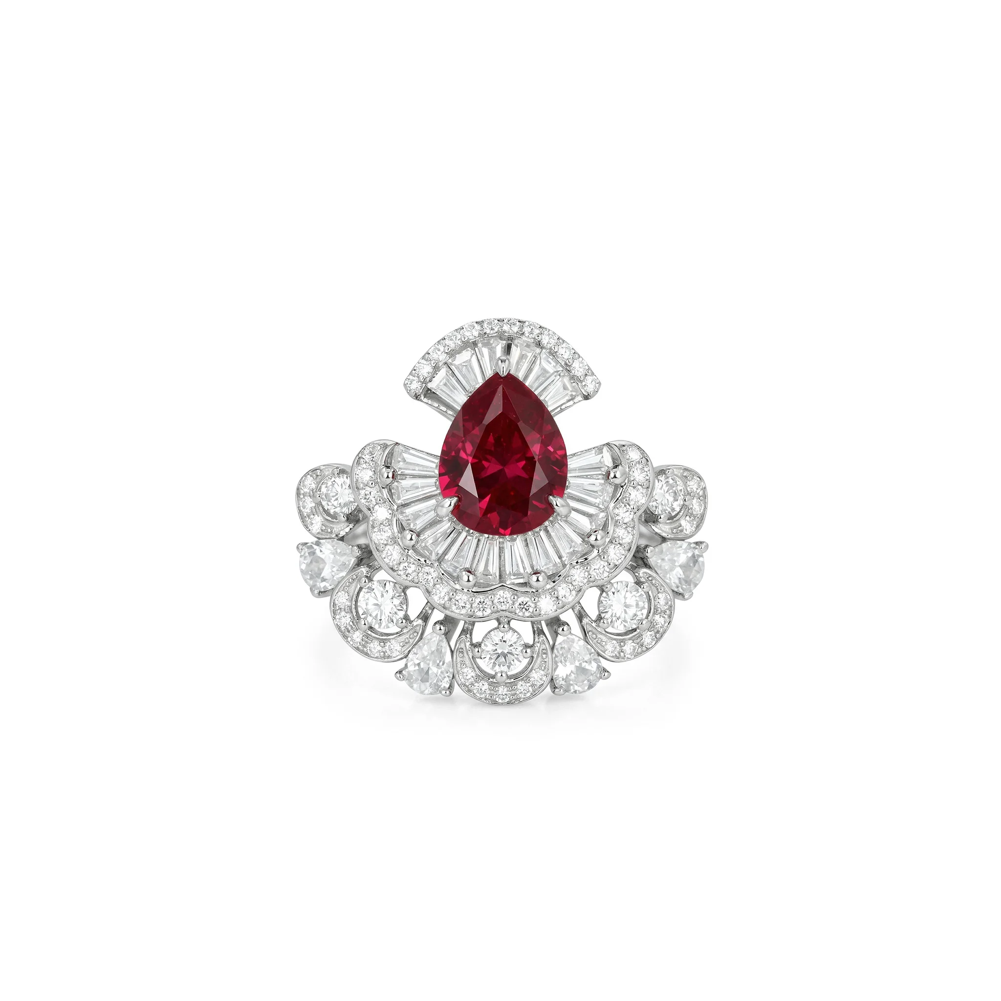 

Luxury Lab Grown Ruby Halo Ring Vintage 925 Sterling Silver Statement Fine Jewelry for Women's Cocktail Party Engagement Gifts