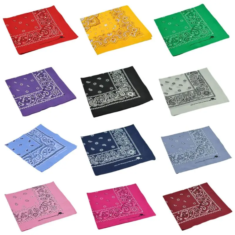 54x54 ซม.สีสันสดใส Unisex Cotton Bandana Headwrap Hip Hop Dance ผ้าพันคอกีฬา