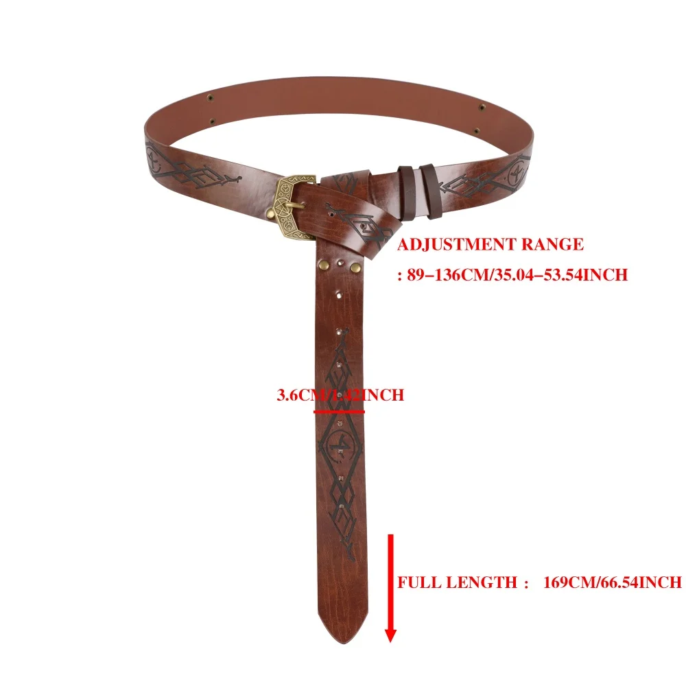 Tas sabuk aksesori kostum antik coklat muda tas unisex sabuk aksesori permainan peran Halloween