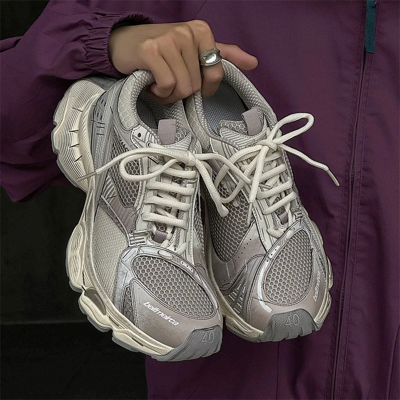 

Paris Sle Retro Dad oes Men's And Women's Thi Bot Heightening Sports oes Worn-In Look Low Top Casual Footwear