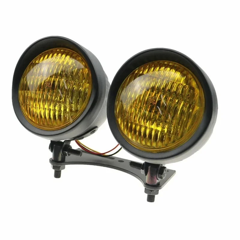 

Black Bottom Mount Dual Metal Headlight For Harley Honda Triumph Custom