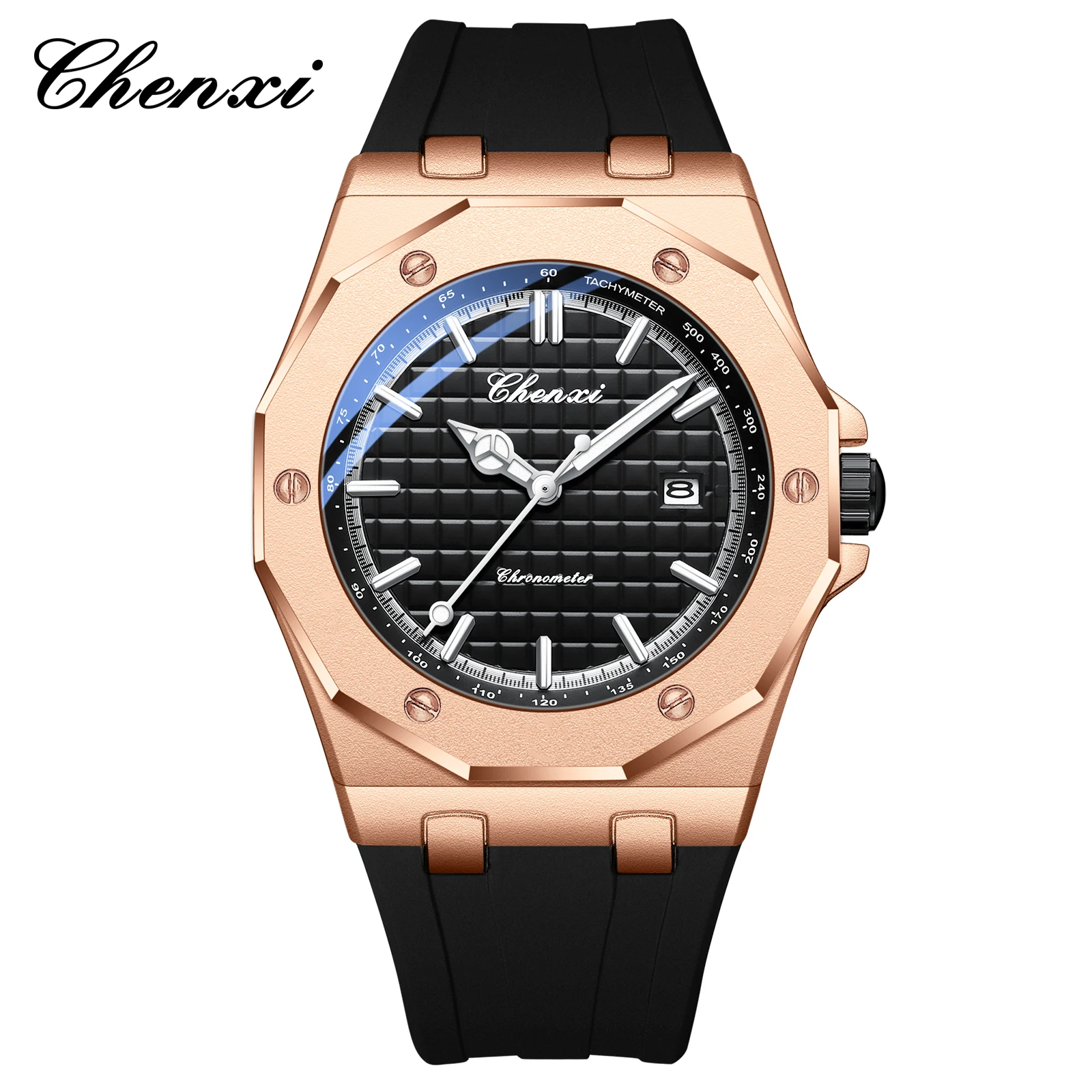 CHENXI 8268 Men's Luxury Watch Top Brand Compact Silicone Waterproof Calendar Night Light Men's Texture Watch Gift Reloj Hombre