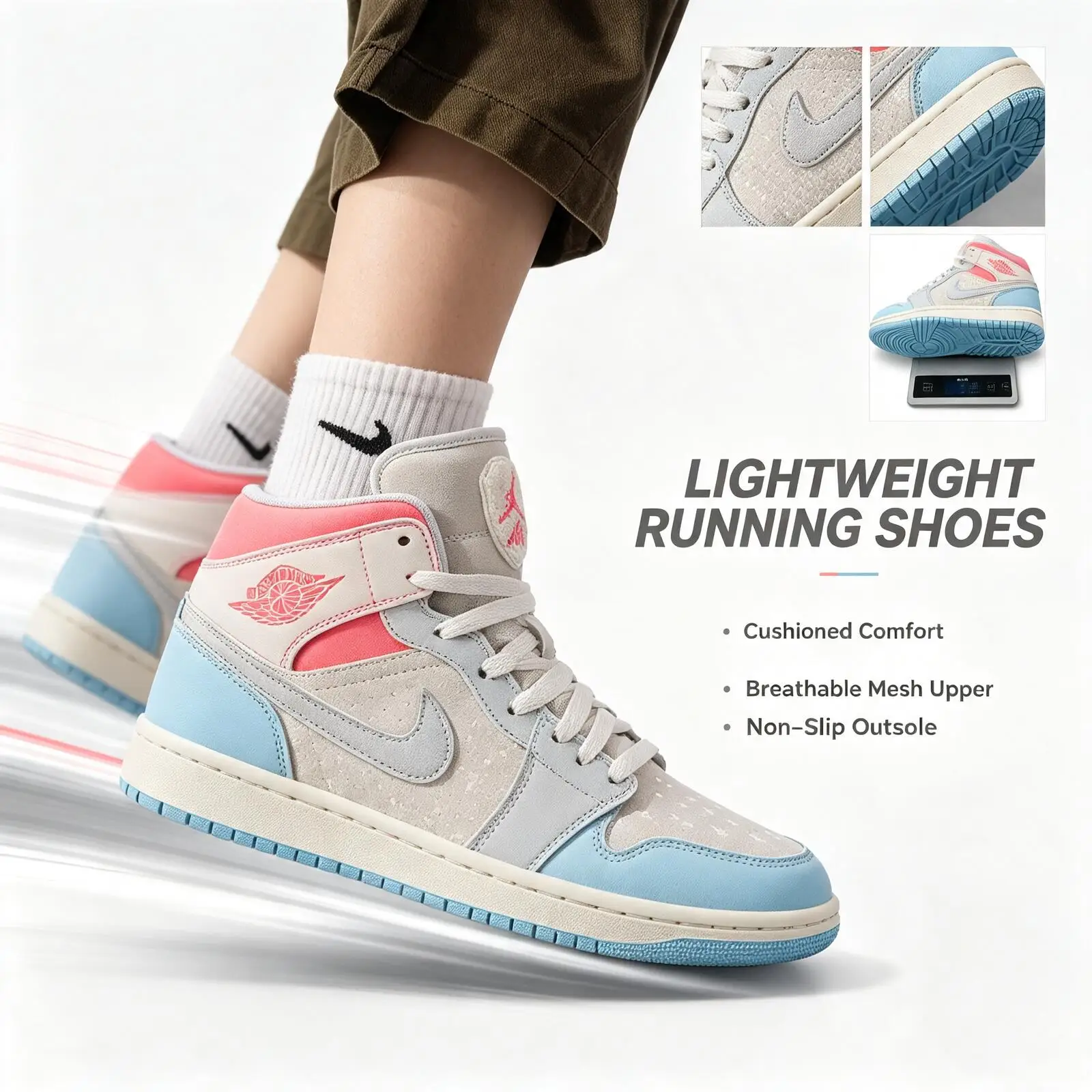 Nike Women's Air Jordan 1 Sports Trendy Fashion Sneakers Casual Basketball Shoes Im7420-133