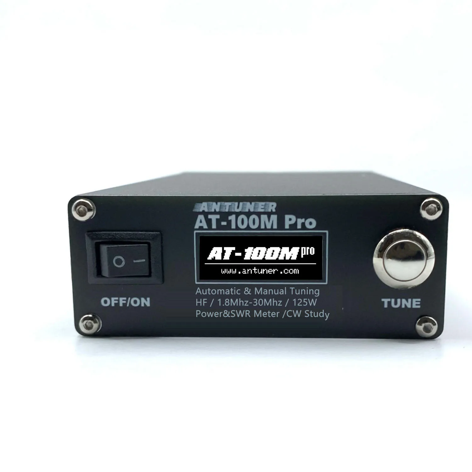 ANTUNER AT100M PRO 1.8MHz-30MHz 100W Antenna Tuner with Built-in SWR/Power Meter & CW Practice Function for HF Radio