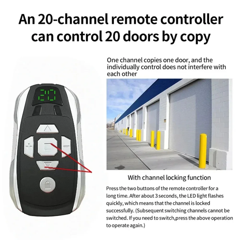 KEBIDU 20 in 1 Universal Garage Door Remote Controller Rechargeable 315/433Mhz Gate Key Duplicator Multi-frequency 300-915 MHz