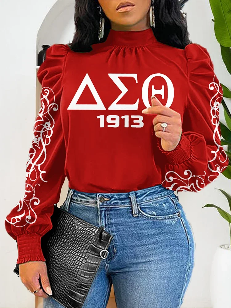 클래식 델타 시그마 세타 소로리티 퍼프 슬리브 블라우스