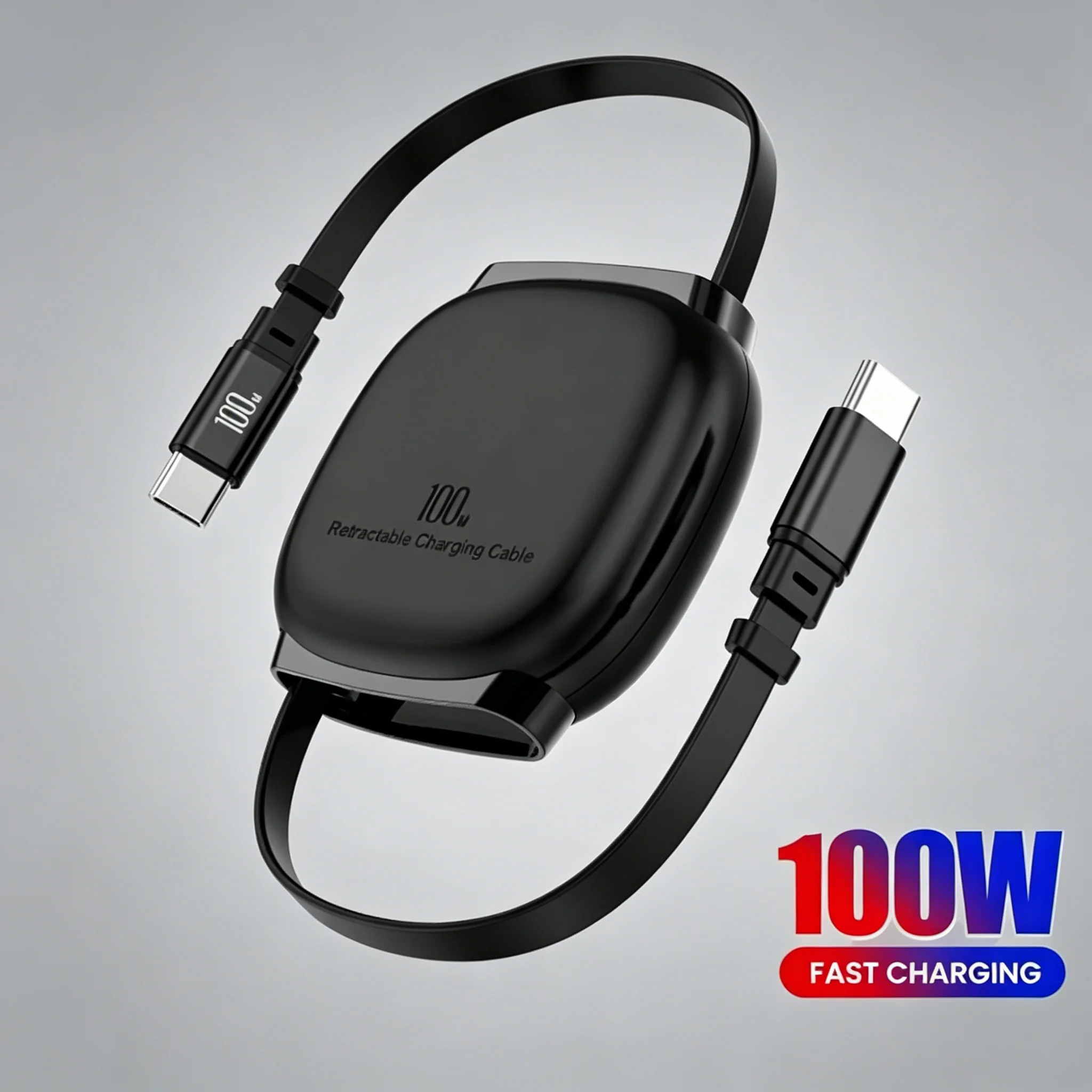 100W Super Fast Charging Phone Data Wire Retractable Type C to Type C Cable Portable Quick Charge Cord for iPhone Samsung Xiaomi