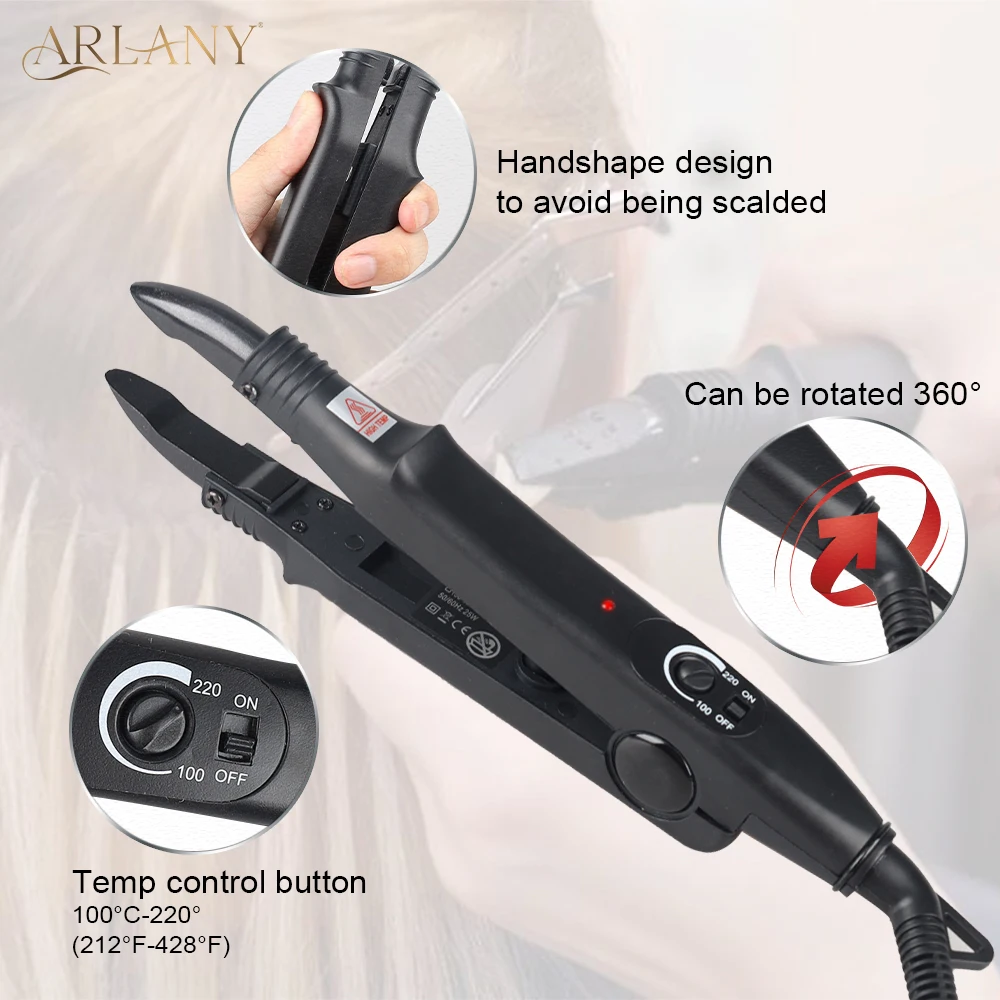 ARLANY K-Tip Keratin Bonding Iron Machine Kit with 10Pcs Shield Guards 40g Keratin Glue for Keratin Extensions Heat Wand