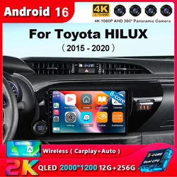Android 15 Carplay Car Radio For Toyota HILUX REVO VIGO IMV 2016 2017 2018 2019 2020 Multimedia GPS Player Stereo 2Din Head Unit