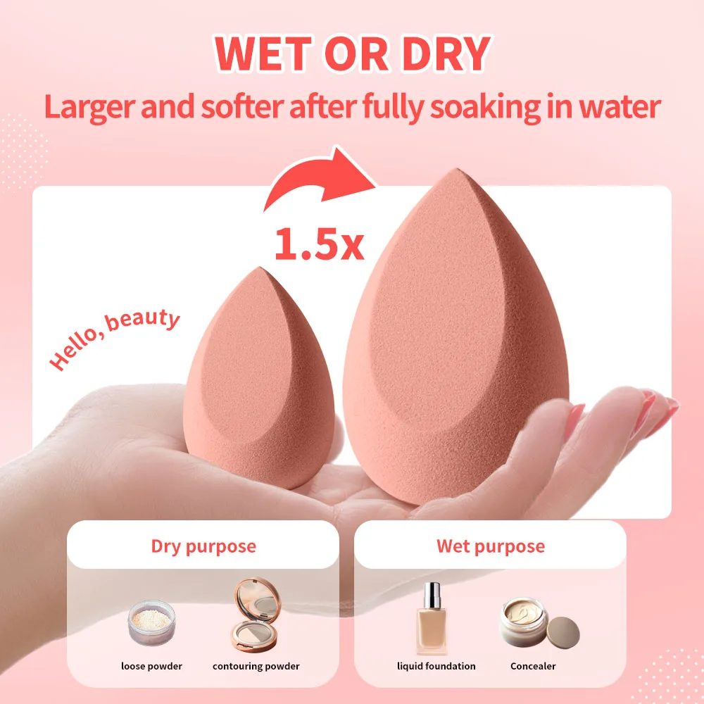 1pcs beauty egg+1pcs powder puff storage box, portable for daily use, suitable for liquid powder cream