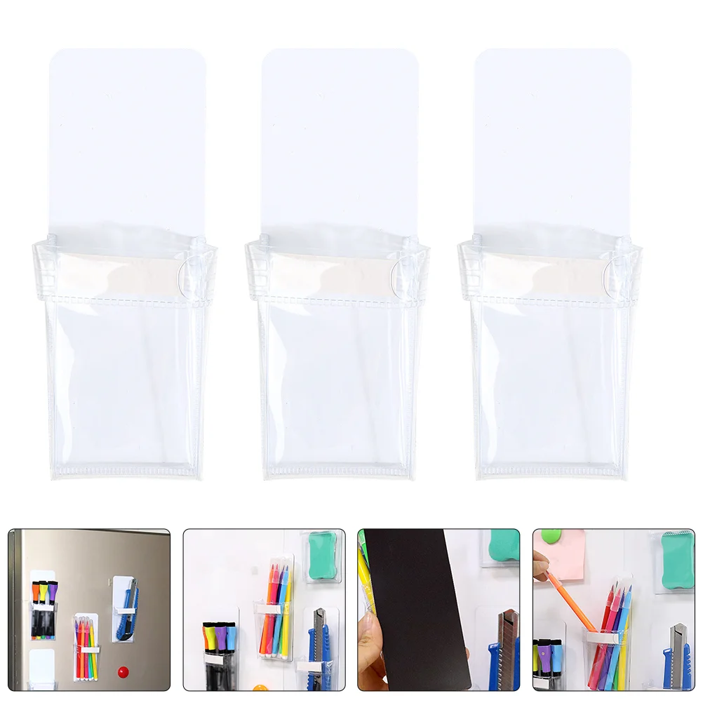 

4 Pcs Magnetic Pen Holder Blackboard Pencil Expo Marker Whiteboard Pockets Storage Bags Wall Organizer Attraction