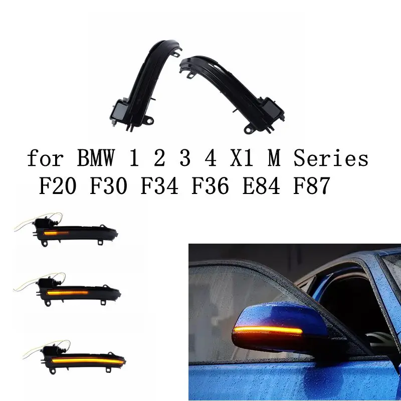 

for BMW 1 2 3 4 X1 M Series F20 F30 F34 F36 E84 F87 i3 Dynamic Black LED Turn Signal Light Sequential Rearview Mirror Light