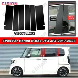 Glossy Piano Black Mirror Effect Car Door Window Center Middle Column B C Pillars Post Cover Trim Sticker For Honda NBox JF3 JF4