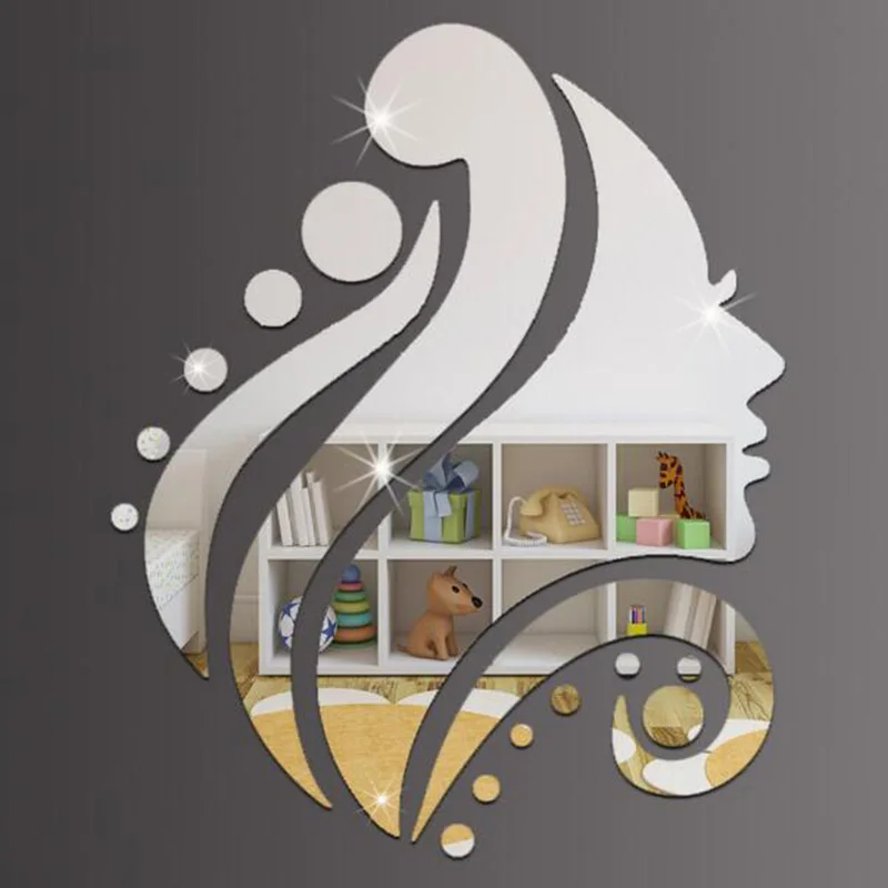 DIY Acrylic Beautiful Head Mirror Wall Sticker for Bedroom Living Room TV Background Wall Decoration Stickers Home Decal Art