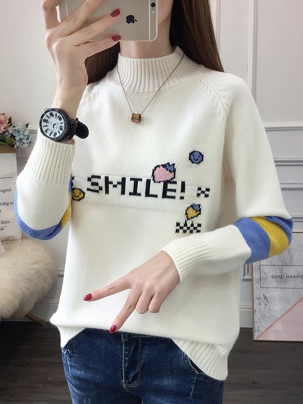 Suéter de Lana uesa para Niñas Estudiantes de Secunia, Estilo Universitario Otoño Invierno, Estilo Dulce con Lazo de Mar...