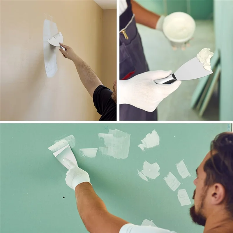 Conjunto de facas de massa A15F, 4 peças de ferramenta de raspador de aço inoxidável polido premium de uma peça para acabamento de drywall