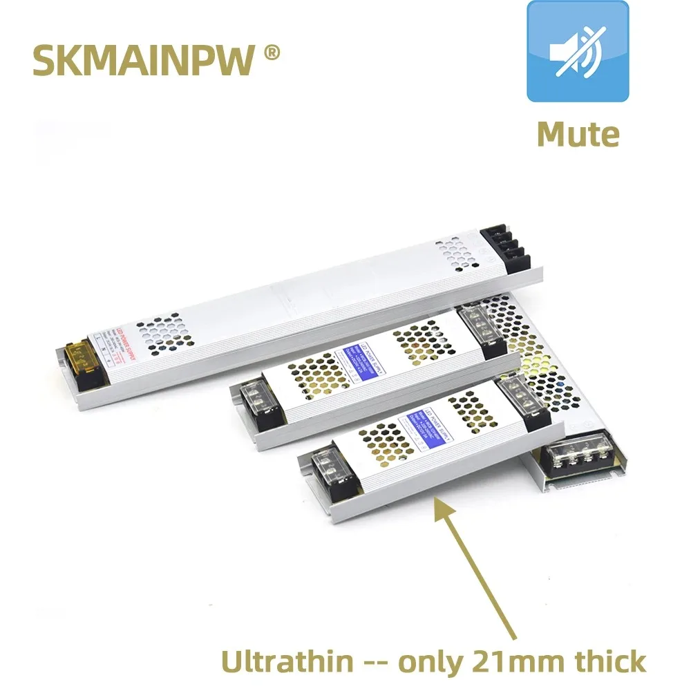 Transformador de iluminación para lámpara de controlador, adaptador de fuente de alimentación de 12V/24V CC, 5A, 12A, ultrafino, interruptor de tira