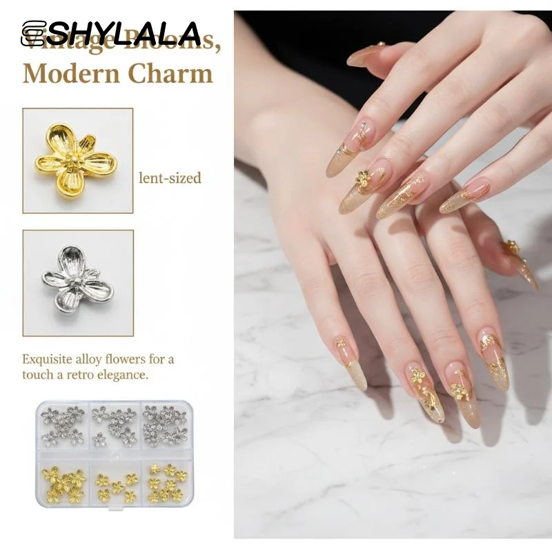 Nail Art Lilac - 20/30pcs 3D Alloy Flower Nail Art