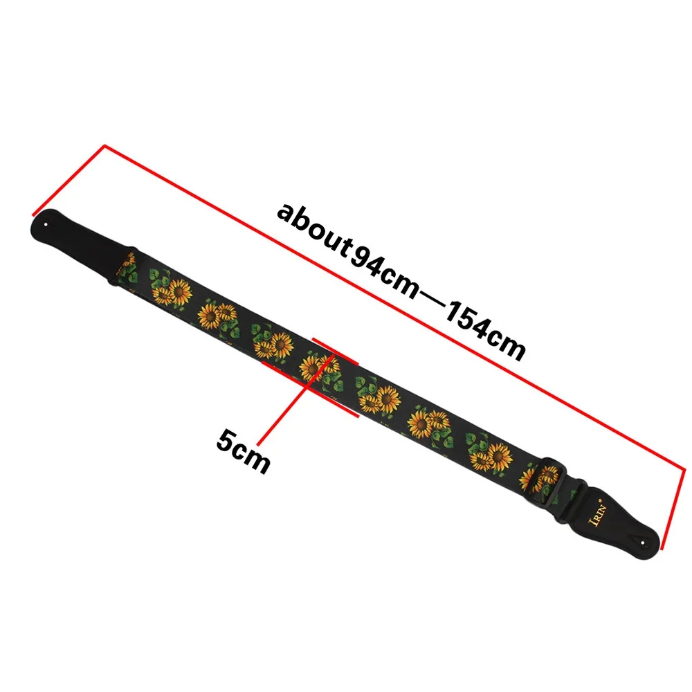 Universal Guitar Strap PU Leather Ends Adjustable Acoustic Guitar Bass Sunflower Strap Belt Guitar Bass Parts & Accessory