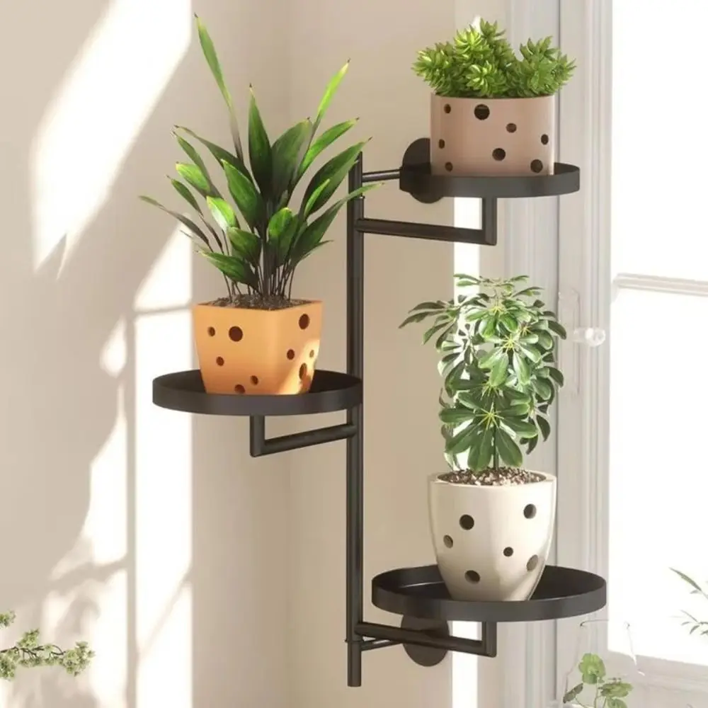 

Green Plant Potted Rotating window plant stand Creative Simple Three layers of plant support Waterproof Indoor plant shelf