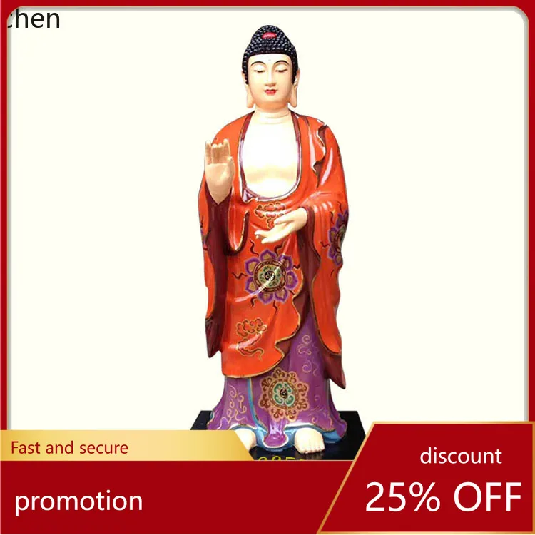 Cz1 resin fiberglass statue - thirty-two transformations of the buddha, painted and gilded
