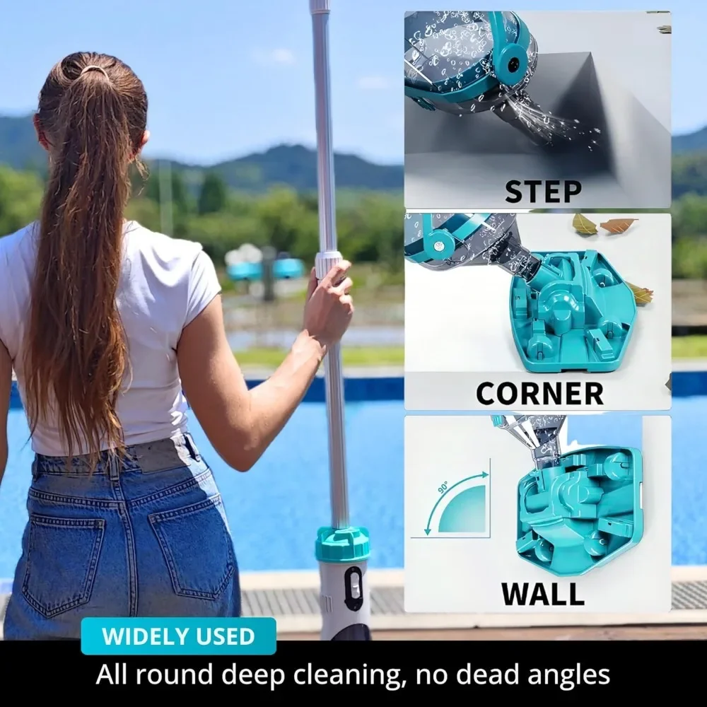 Customizable 2025Upgraded Cordless Pool Vacuum for Above Ground,LED Display&11.5" Wider Head,Handheld Pool Spa Vacuum Cleaner fo