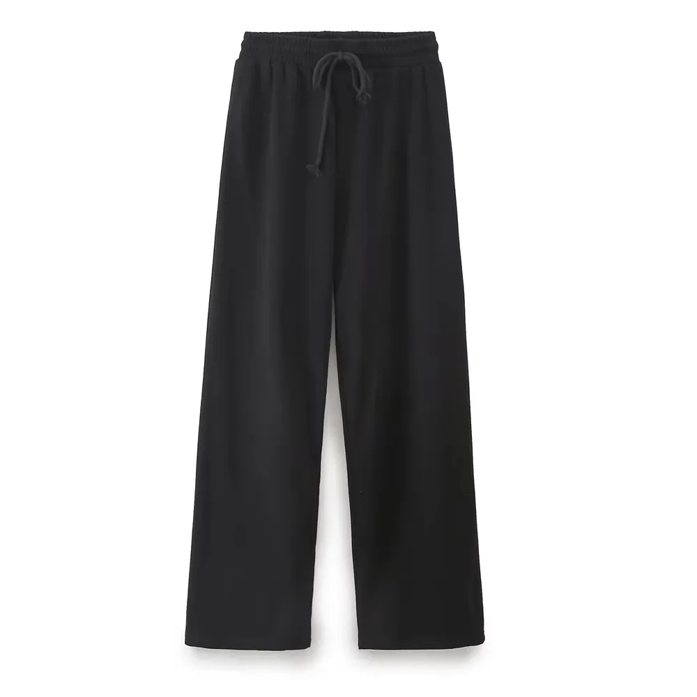 HH Spring Women Casual Straight Pant Sweet Pink Drawstring Loose Trousers 2024 New Fashion Solid Woman Jogging Pants