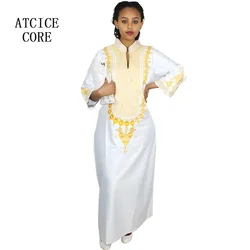 African Dress For Woman Soft Mateial Big Embroidery Design Long Dress Without Scarf