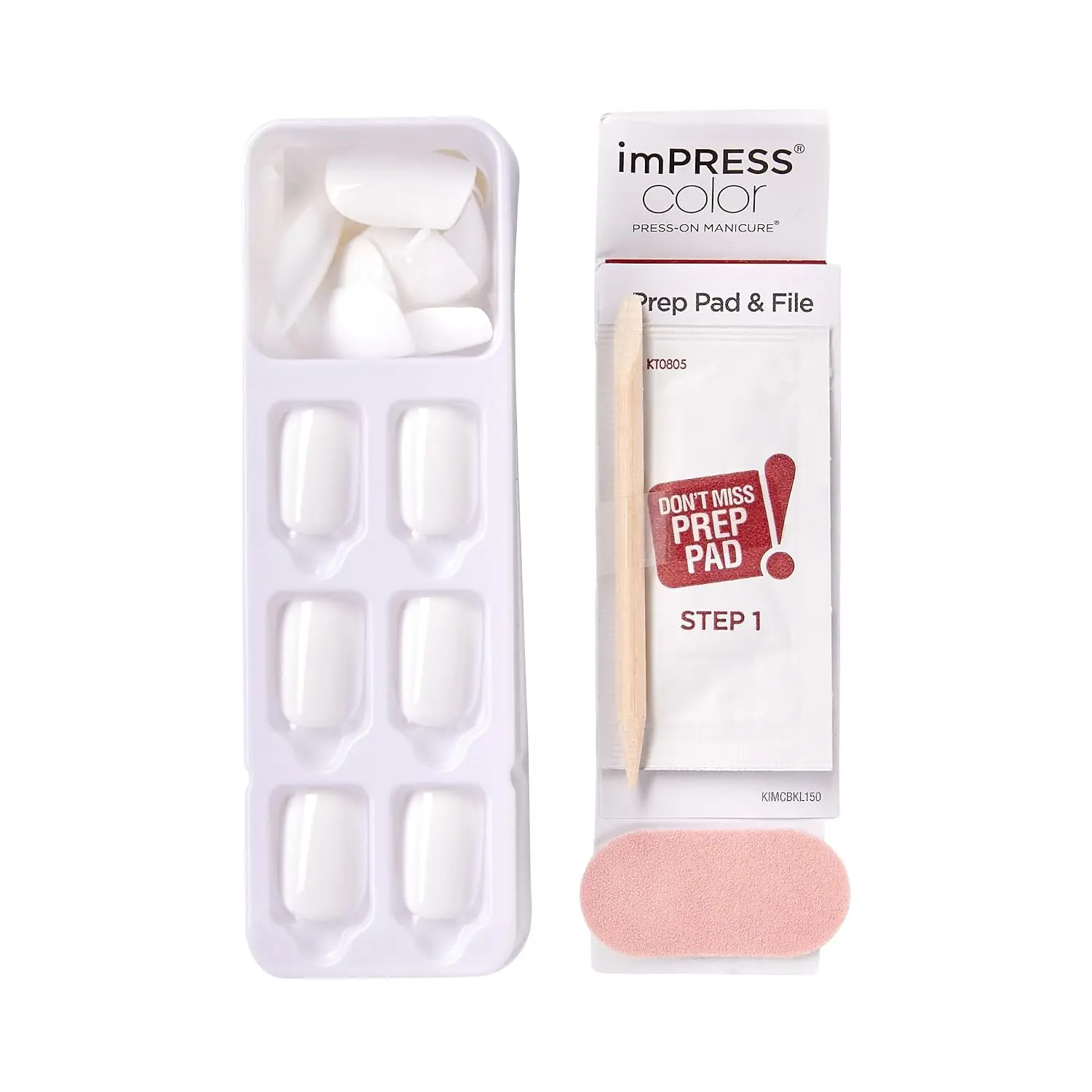 Short Squoval Press On Nails, White Frosting, 30 Pcs with Prep Pad, Stick & File, No Glue Needed view 4