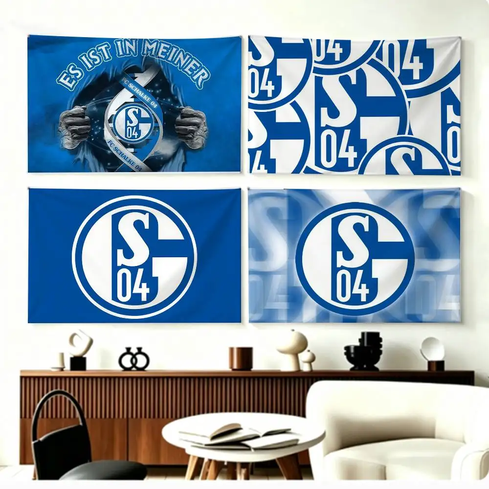 C-Classic S-Schalke-es 04 P-Pattern Banderas con diseño de estampado, banderola artística para colgar en la pared, para decoración del hogar, dormitorio y exteriores