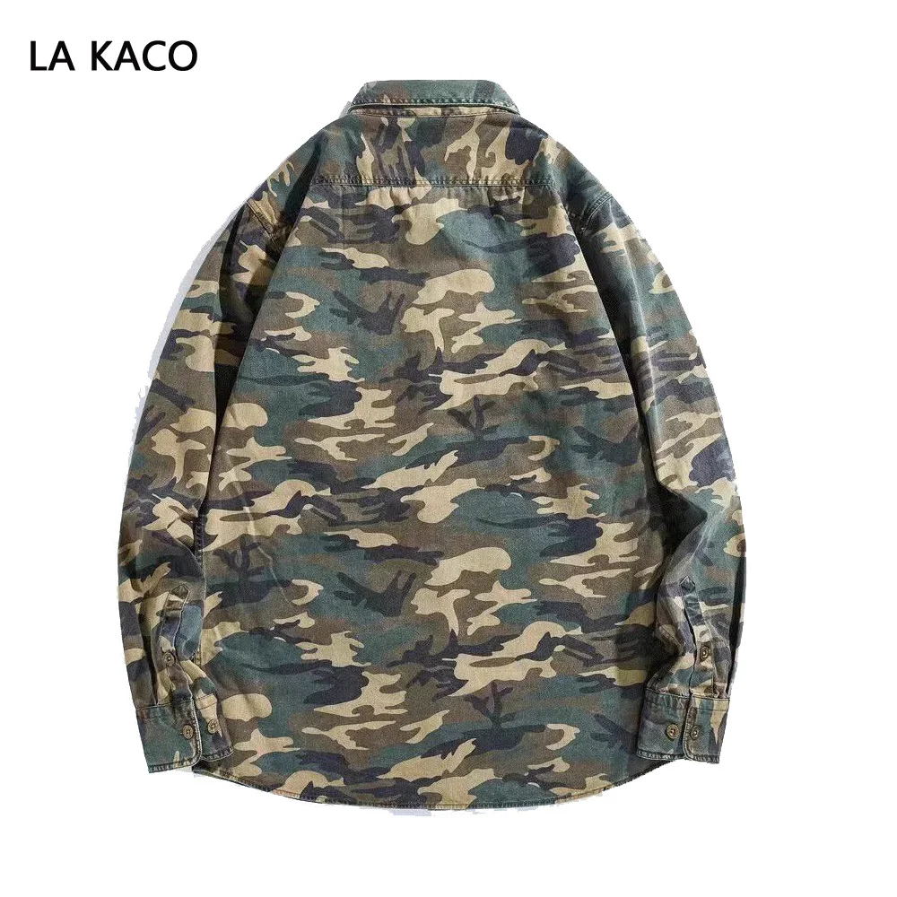 LA KACO New Autumn Camouflage Shirt Men's Long Sleeved Casual Printed Shirt Fashionable Trend Loose Jacket