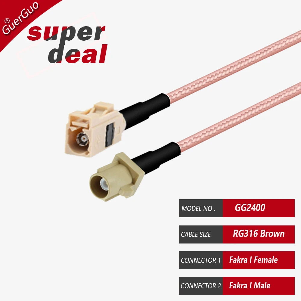Fakra I RAL 5005 Male And Female RF Coaxial RG316 Cable GPS Antenna Extension Cord Pigtail for Car GPS Telematics Navigation