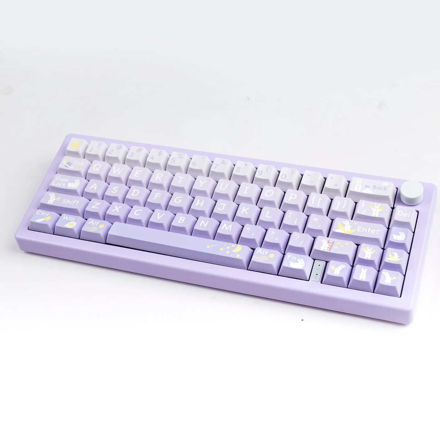 138 Keys/set Star Picking Rabbit Keycaps Purple Gradient Cute PBT Dye Sublimation Key Caps For Niz VGN 61 64 68 Cherry Profile