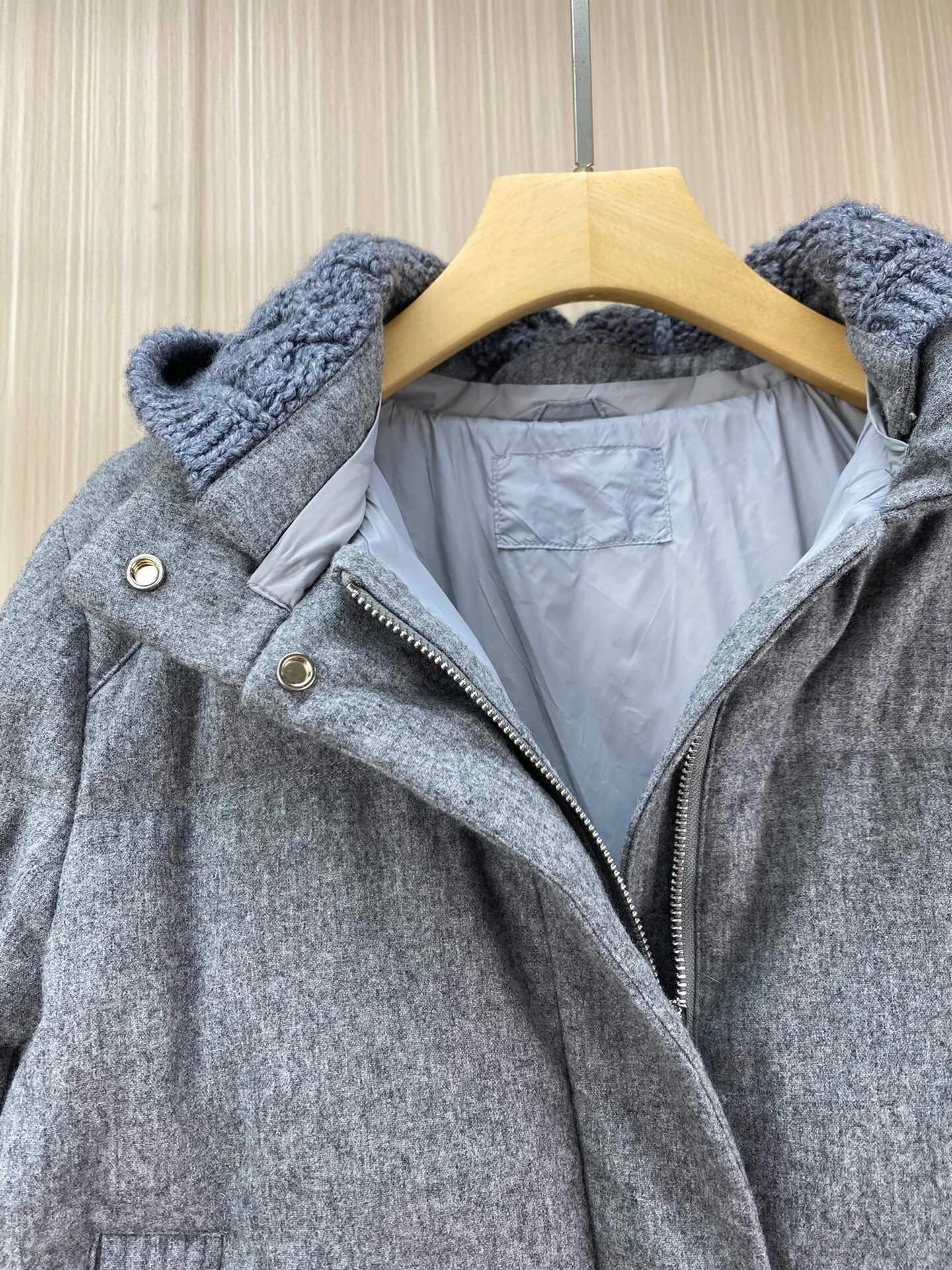 Chaqueta de plumón de ganso blanco con capucha para mujer, abrigo de sombrero de punto extraíble, ropa de otoño e invierno, L * P