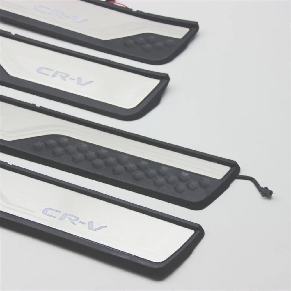 Car Styling Stainless Steel ABS Led Door Sill Scuff Plate Guard Sills Protector Trim For Honda CRV CR-V 2017-2020