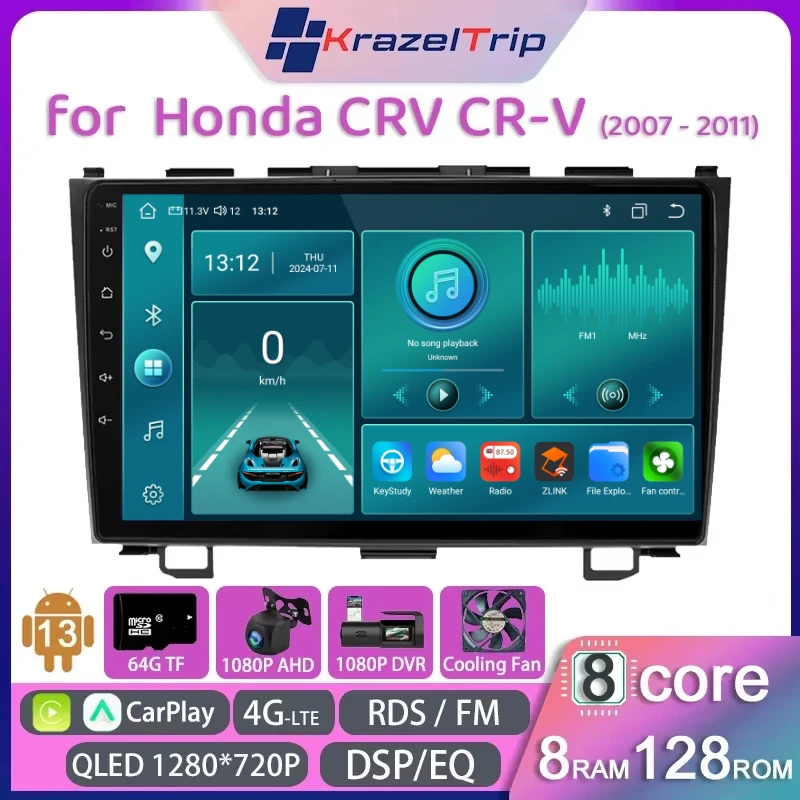 

8 Core QLED Android Auto Car Stereo for Honda CRV CR-V 2007 2008 2009 2010 2011 Car Radio Multimedia Carplay GPS Navi Autoradio