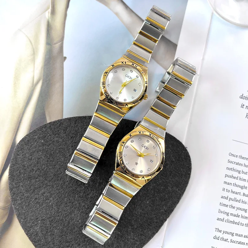 Bracciale da donna Orologi al quarzo Orologio elegante alla moda per donna Cinturino in acciaio inossidabile Regali di lusso Reloj Mujer