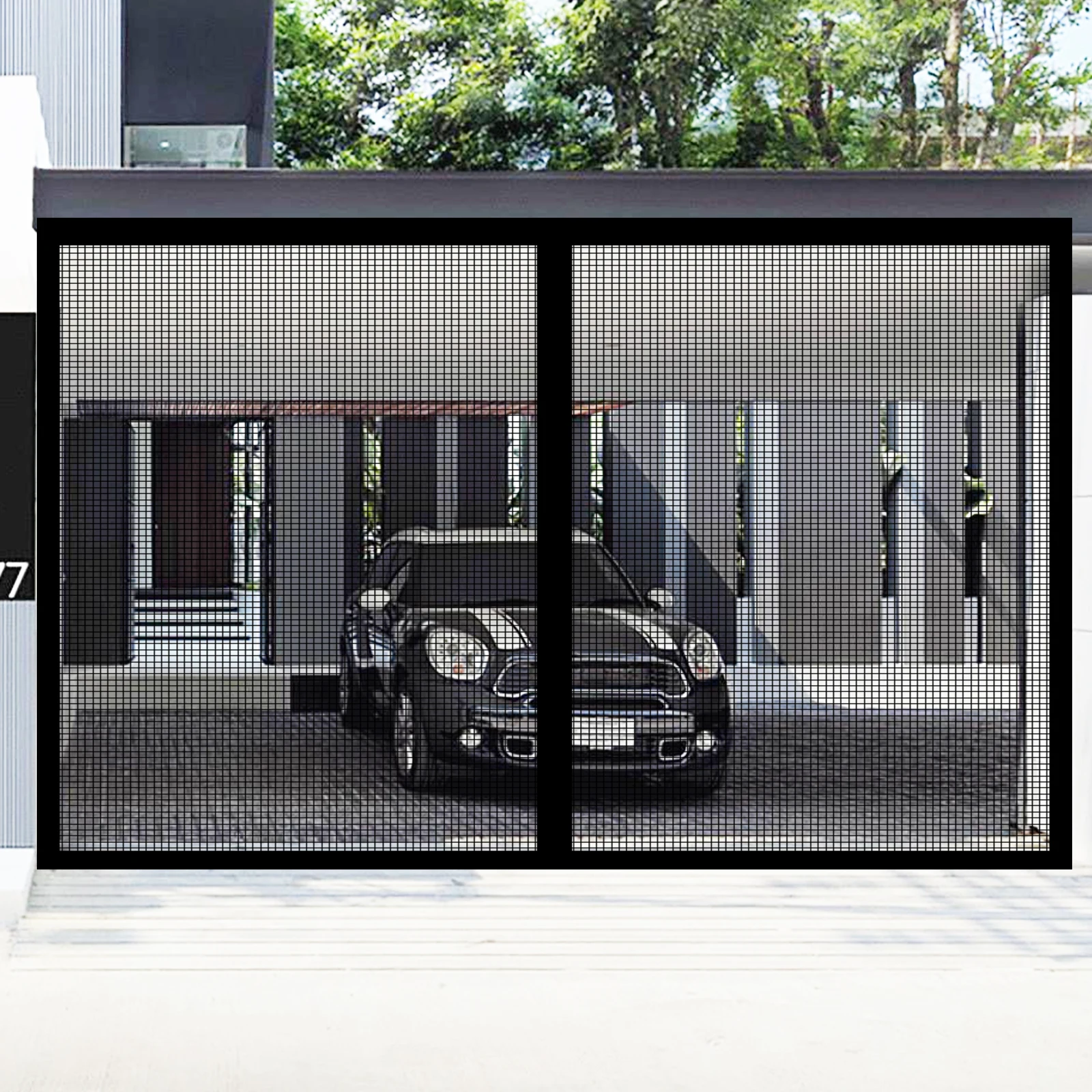 10x7ft/10x8ft Magnetic Garage Door Screen Durable Fiberglass Garage Door Curtain Handsfree Entry Garage Door Curtain