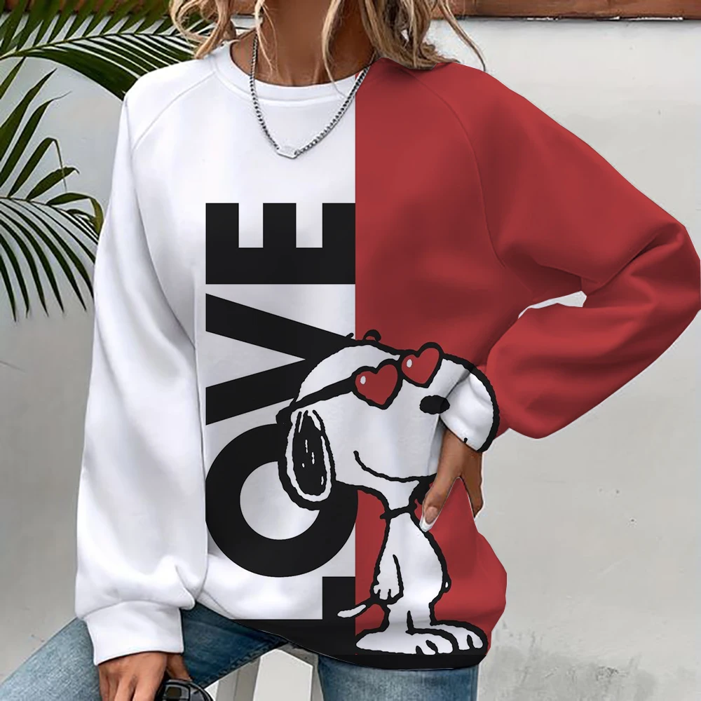 Sudadera con capucha para mujer nueva moda Otoño/Invierno Y2K Snoopy sudaderas con estampado de dibujos animados abrigo de cuello redondo sudadera