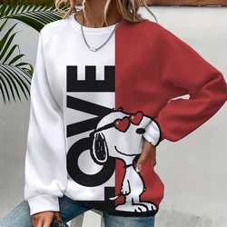 Sudadera con capucha para mujer nueva moda Otoño/Invierno Y2K Snoopy sudaderas con estampado de dibujos animados abrigo de cuello redondo sudadera holgada de manga larga sin sombrero