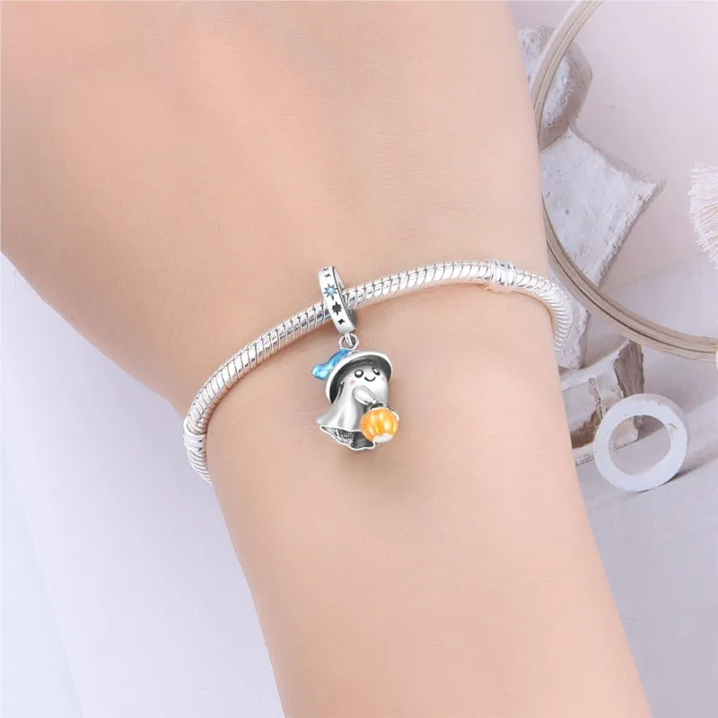 MISEFF 925 فضة جميع القديسين يوم اليقطين شبح الخرز قلادة جالبة للحظ الأصلي خرز سوار لتقوم بها بنفسك مجوهرات النساء هدايا #4