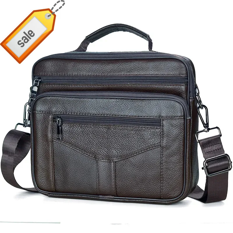 Large Men Handbag Male Genuine Leather Shoulder Men's Fashion Travel Messenger Business Tablet Bag Tote