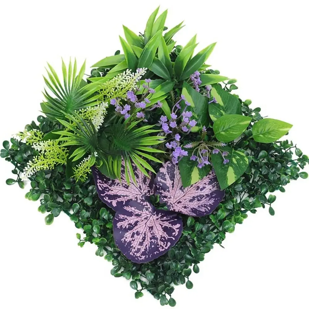 DIY Artificial Plant Wall Panel Lifelike 25*25cm Simulation Maple Plant Sheet No Watering Durable Fake Green Grass Mat
