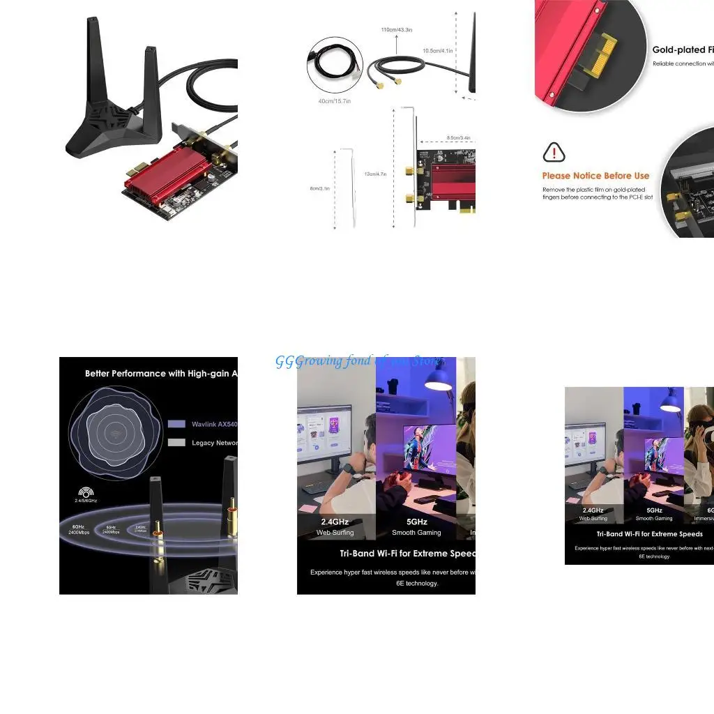 H9EB Tri-Bands WiFi Bluetooth-compatible PCIE Adapter for Enhances PC Networking