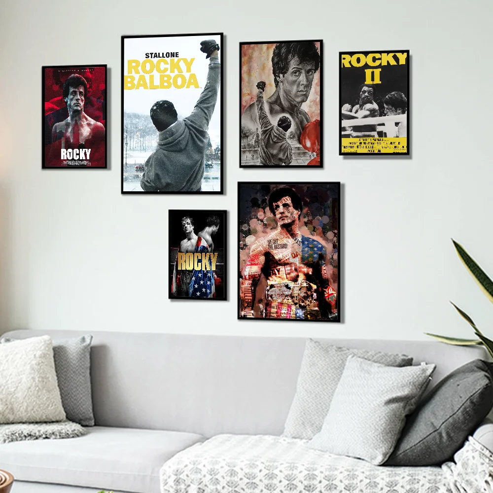 Rocky Balboa Anime Posters Sticky Waterproof Paper Sticker Coffee House Bar Kawaii Room Decor