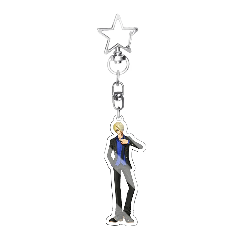 Fashion 5cm Peripheral Sanji Formal Striped Suit Acrylic Keychain Creative Q Version Character Gentleman Business Anime Pendant view 3